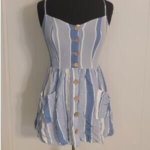 Ocean Drive Striped Mini Tank Dress M Coastal Boho Beachy Chic